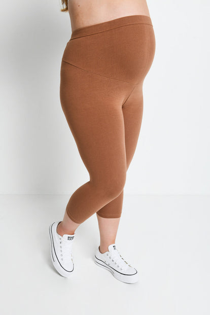 Maternity Everyday Cropped Leggings - Mocha Brown