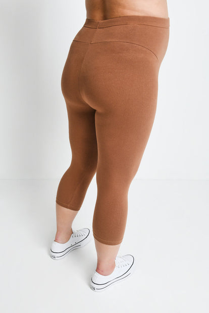 Maternity Everyday Cropped Leggings - Mocha Brown