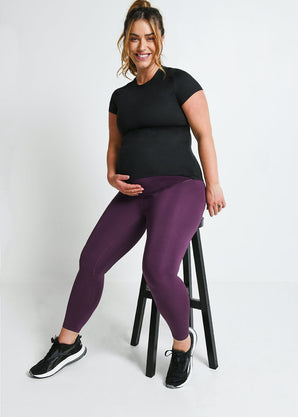 Maternity Focus 7/8 Sports Leggings - Mulberry Plum