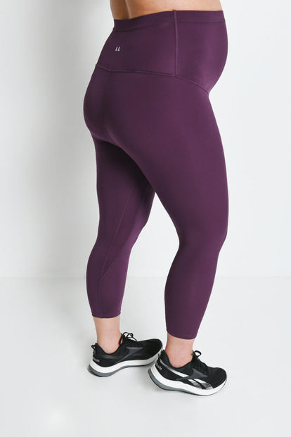 Maternity Focus Cropped Sports Leggings - Mulberry Plum