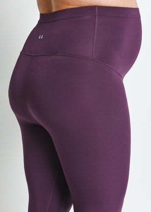 Maternity Focus Cropped Sports Leggings - Mulberry Plum