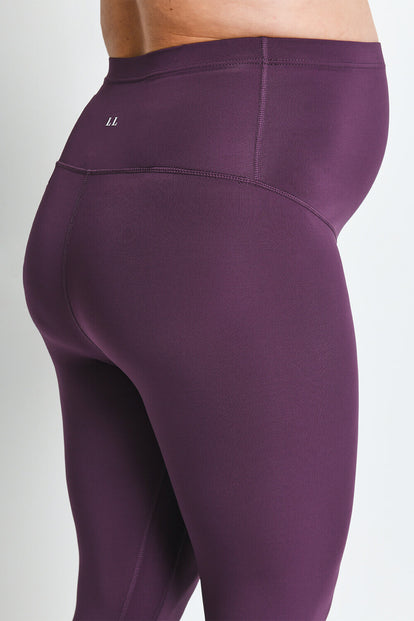 Maternity Focus Cropped Sports Leggings - Mulberry Plum