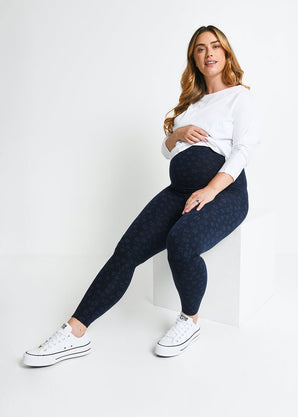 Maternity Everyday Leggings - Navy Animal Print