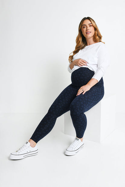 Maternity Everyday Leggings - Navy Animal Print