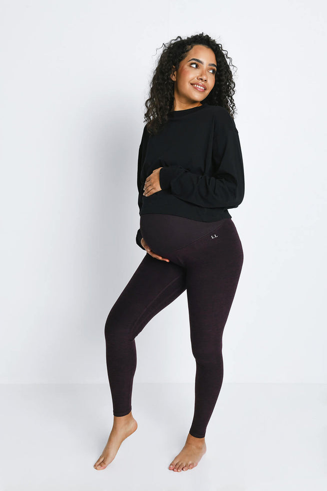 Maternity Luxe Loungewear Leggings - Winter Berry Marl