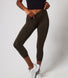 Focus Cropped High Waisted Sports Leggings - Olive Green