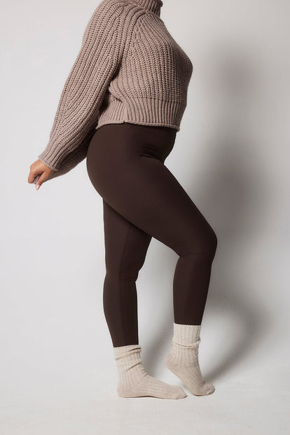 Curve Ribbed Leggings - Espresso Brown