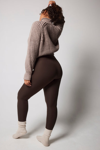 Curve Ribbed Leggings - Espresso Brown