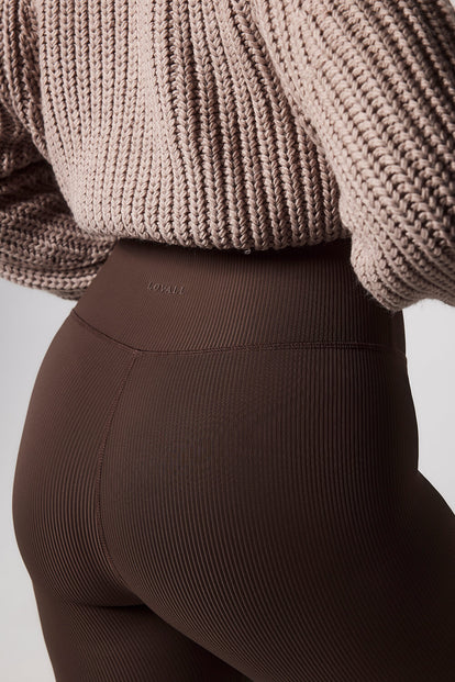 Curve Ribbed Leggings - Espresso Brown