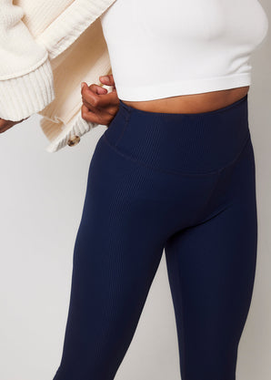 Ribbed Leggings - Navy