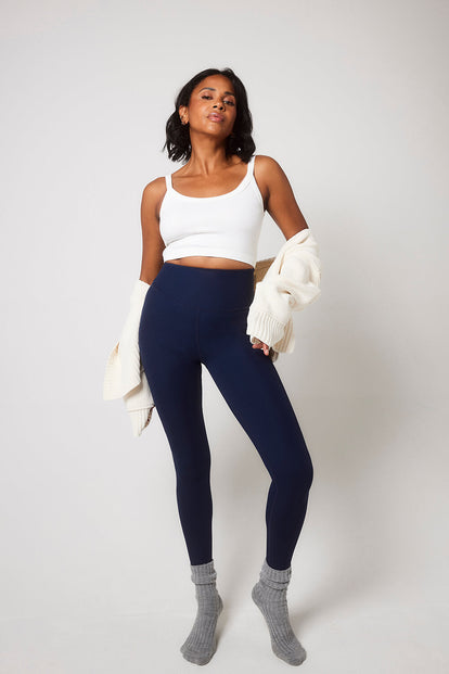 Ribbed Leggings - Navy