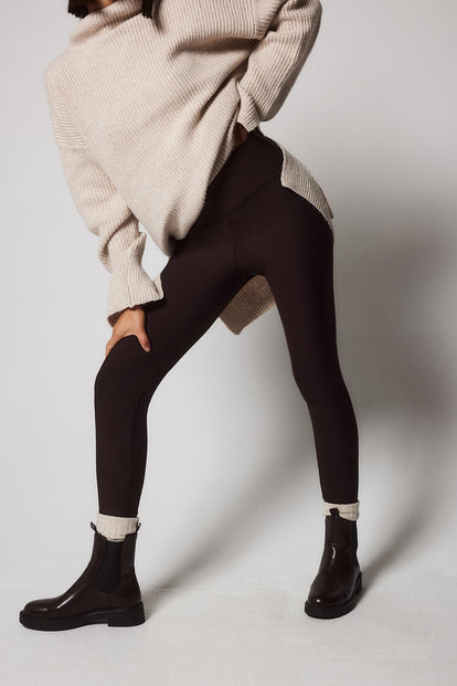 Winter Everyday High Waisted Leggings - Espresso Brown