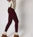 Winter Everyday High Waisted Leggings - Burgundy