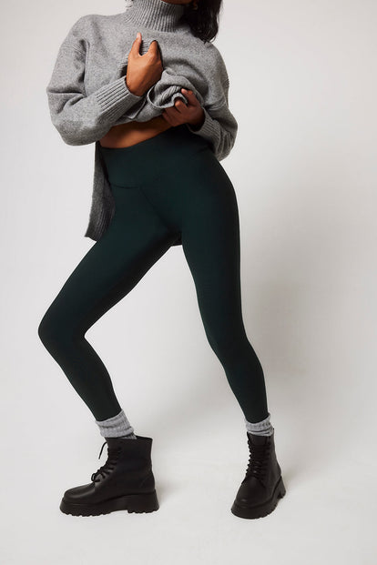 Winter Everyday High Waisted Leggings - Deep Forest