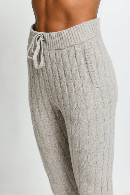 Cable Knit Joggers - Beige