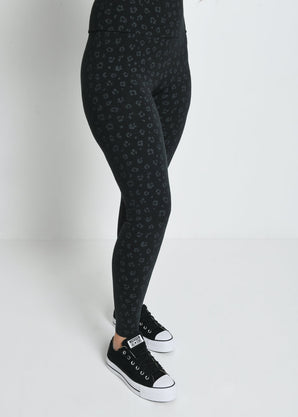 Everyday High Waisted Leggings - Black Animal Print