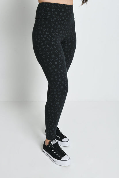 Everyday High Waisted Leggings - Black Animal Print