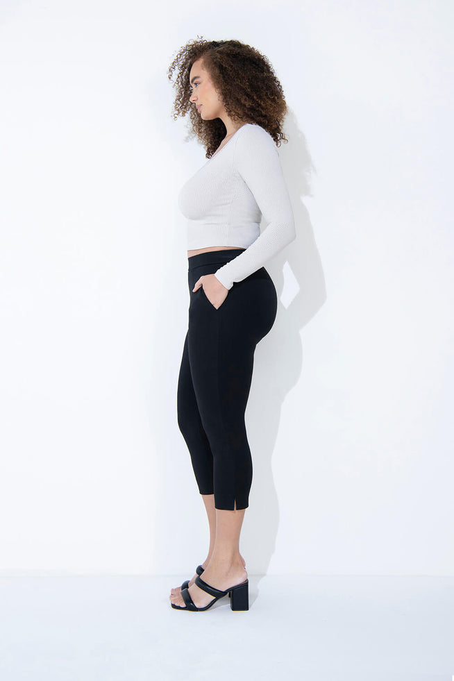 Crop Stretch Trouser - Black