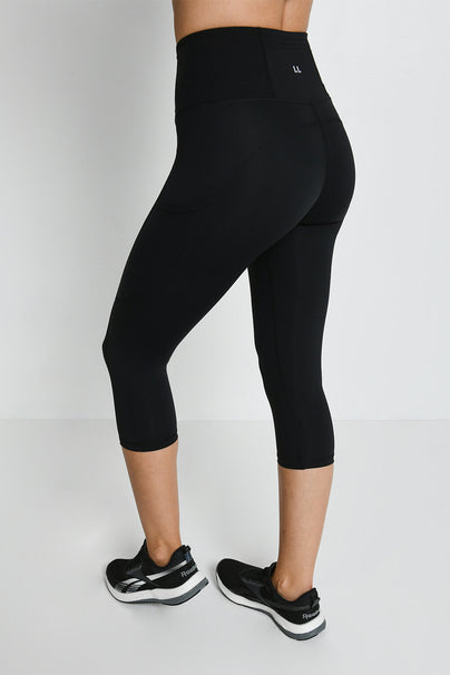 Energise Cropped High Waisted Gym Leggings - Midnight Black