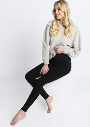 Luxe High Waisted Loungewear Leggings - Black