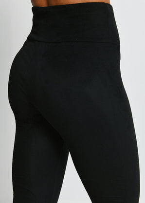 Suede Look Leggings - Black