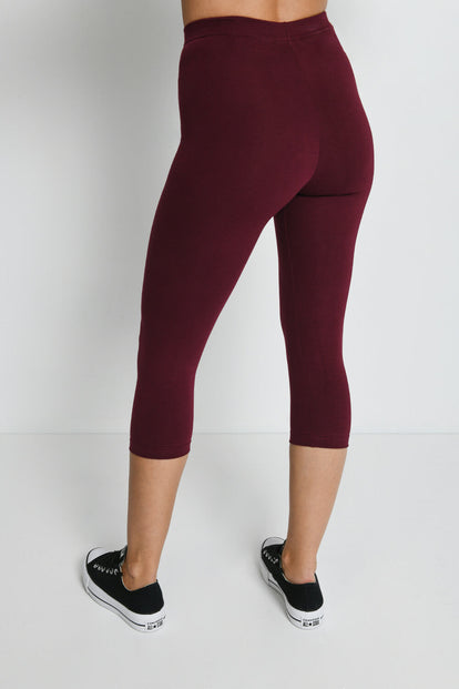 Everyday Cropped Leggings - Burgundy