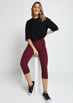 Everyday Cropped Leggings - Burgundy