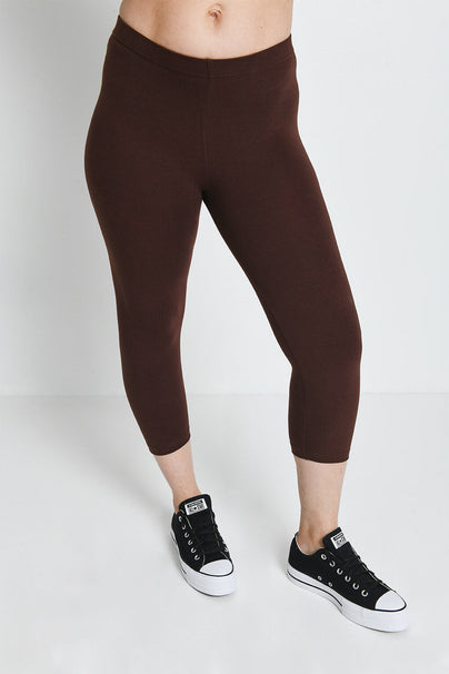 Everyday Cropped Leggings - Chocolate Brown