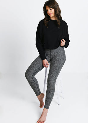 Luxe High Waisted Loungewear Leggings - Dark Grey Marl