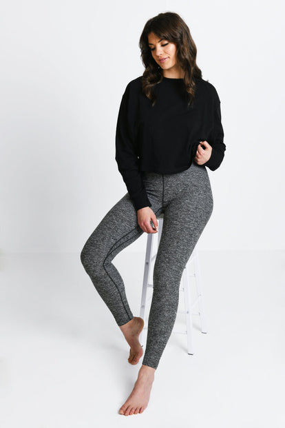 Luxe High Waisted Loungewear Leggings - Dark Grey Marl