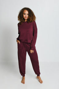 Luxe Lounge Jogger - Dark Cherry