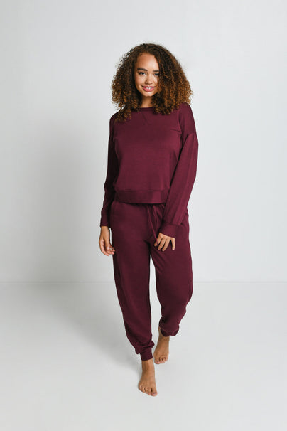 Luxe Lounge Sweatshirt - Dark Cherry