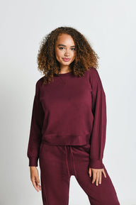 Luxe Lounge Sweatshirt - Dark Cherry