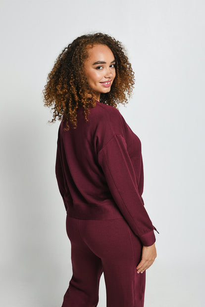 Luxe Lounge Sweatshirt - Dark Cherry