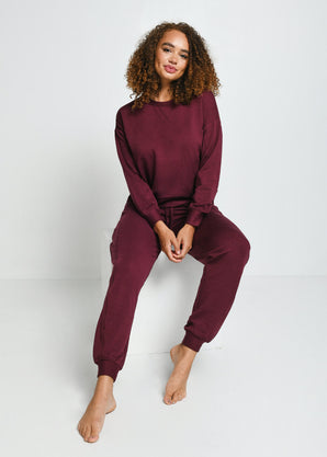 Luxe Lounge Sweatshirt - Dark Cherry