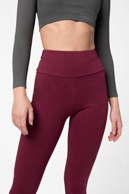 Everyday High Waisted Leggings - Burgundy