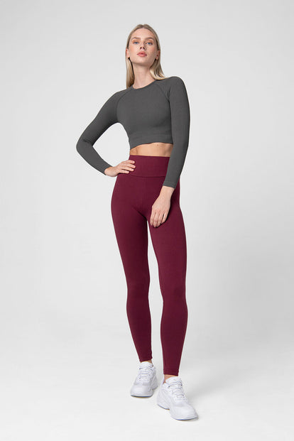 Everyday High Waisted Leggings - Burgundy