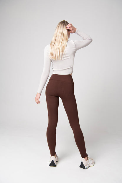 Everyday High Waisted Leggings - Chocolate Brown