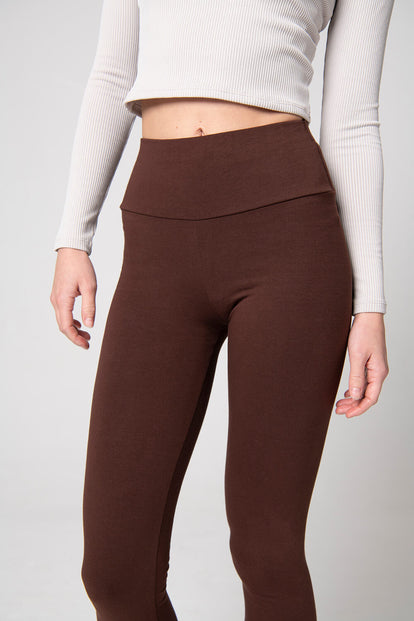 Everyday High Waisted Leggings - Chocolate Brown