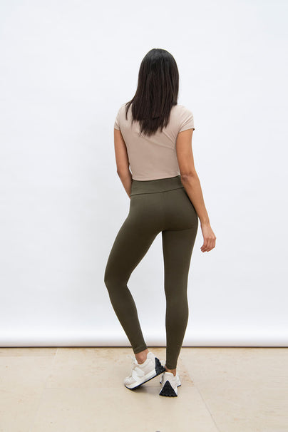 Everyday High Waisted Leggings - Khaki Green