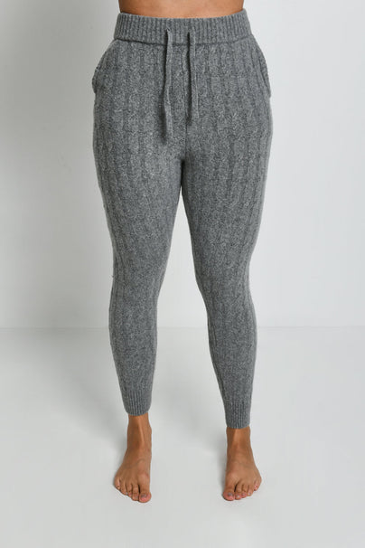 Cable Knit Joggers - Grey