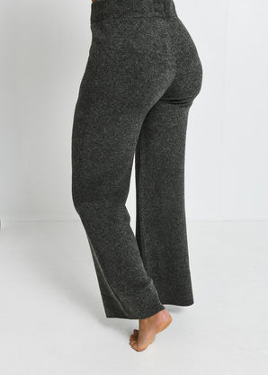 Knit Wide Leg Lounge Trousers - Grey