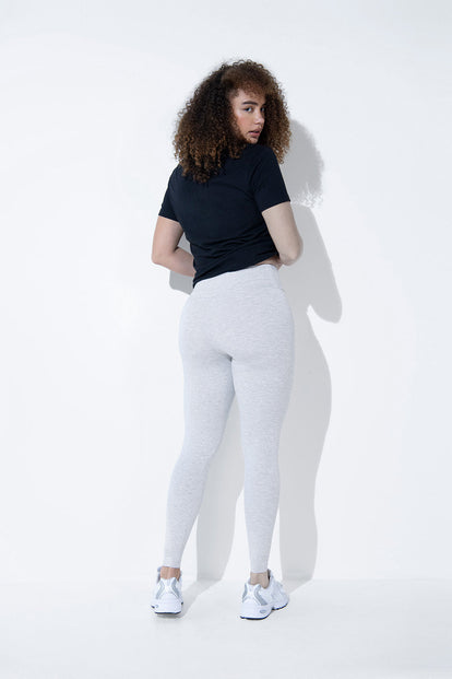 Lightweight Everyday High Waisted Leggings - Light Grey Marl