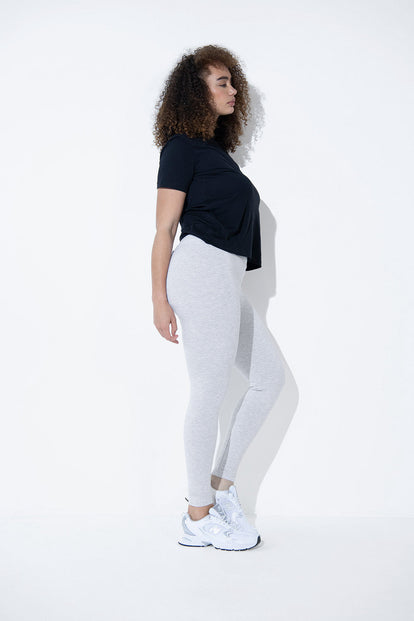 Lightweight Everyday High Waisted Leggings - Light Grey Marl