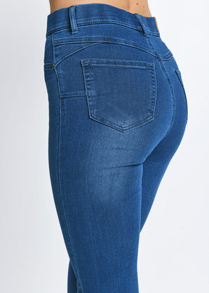 Ankle Grazer Jeggings - Mid Blue