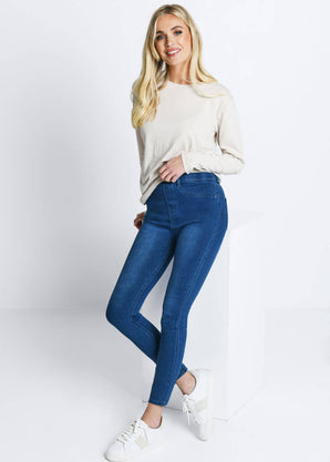 Curve Ankle Grazer Jeggings - Mid Blue