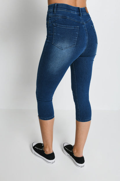 Cropped Jeggings - Mid Blue