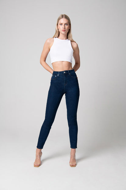 Slim Fit Mom Jeans - Dark Blue