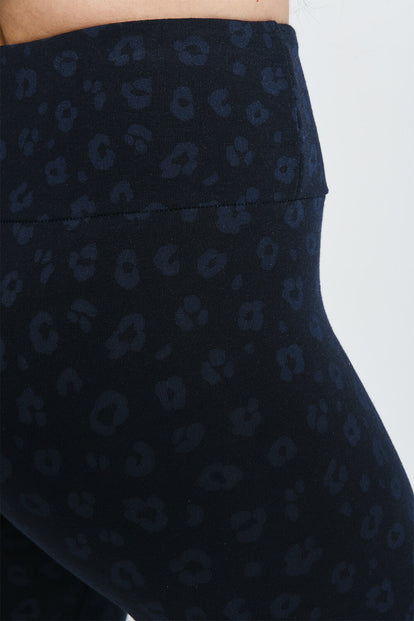 Everyday High Waisted Leggings - Navy Animal Print