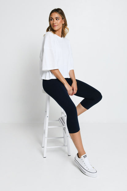 Everyday Cropped Leggings - Navy Blue